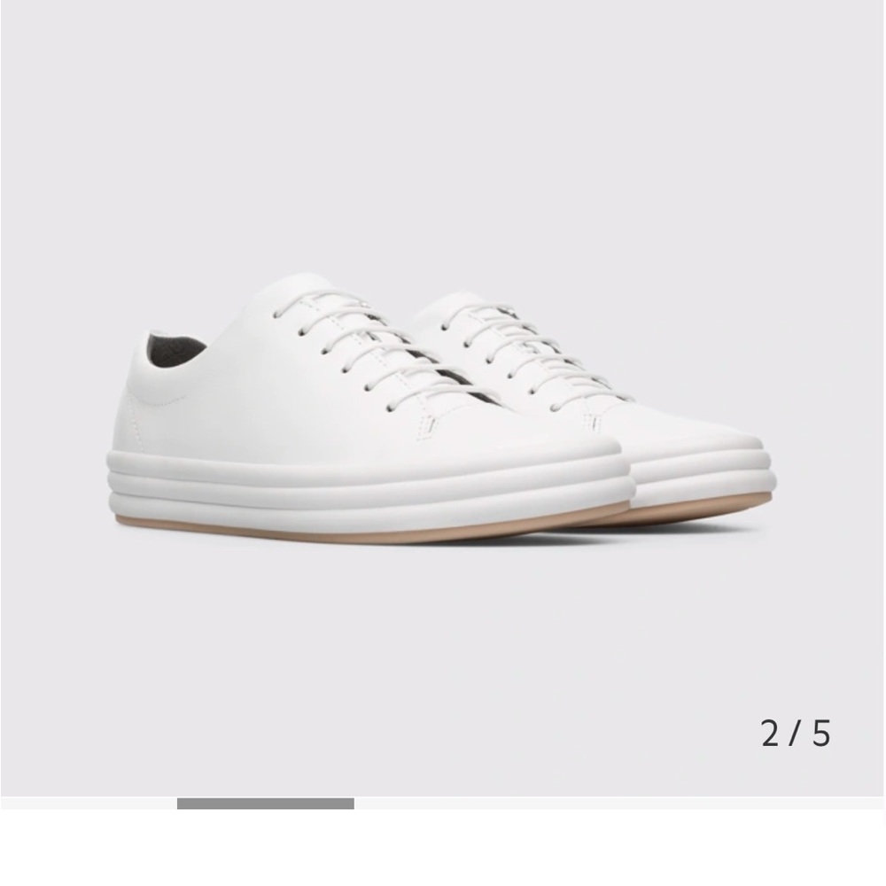 Plain white leather low top sneakers - Camper HOOPS - wmns size 8. BNIB PTS